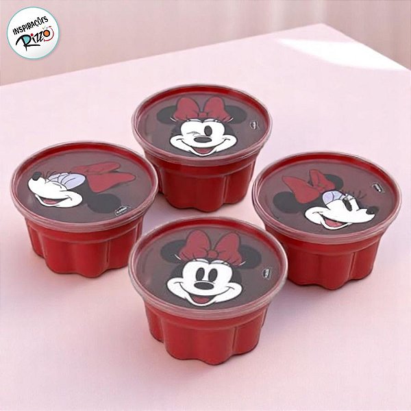 Formas para Gelatina - Minnie Vermelha - 150ml - 7,5x5cm - 4 unidades - Disney Original - Rizzo