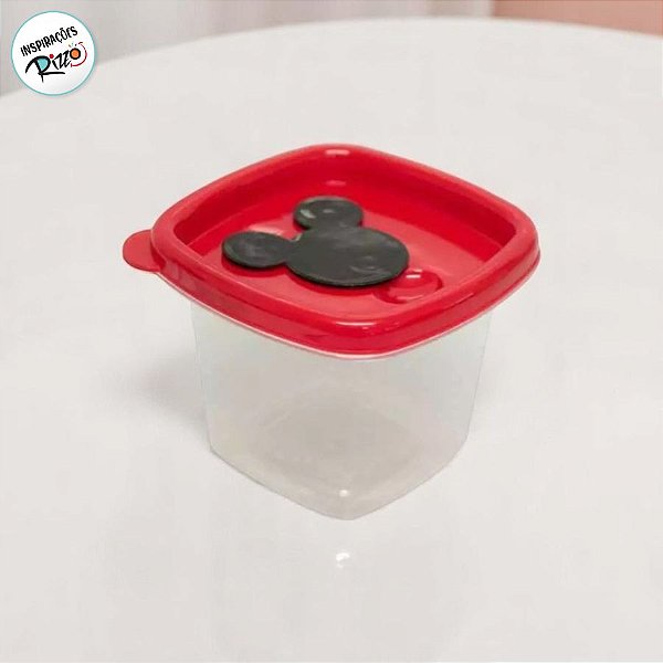Pote com Válvula Quadrado - Mickey Vermelho - 170ml - 8x8cm - 1 unidade - Disney Original - Rizzo