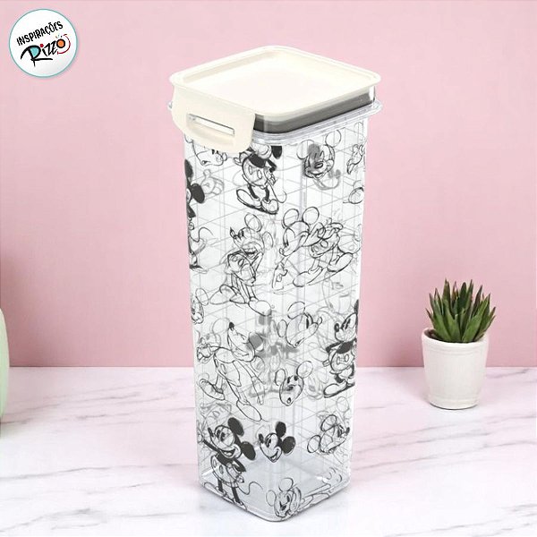 Pote de Plástico Hermético - Mickey Mouse - 1,6L - 27x10cm - 1 unidade - Disney Original - Rizzo