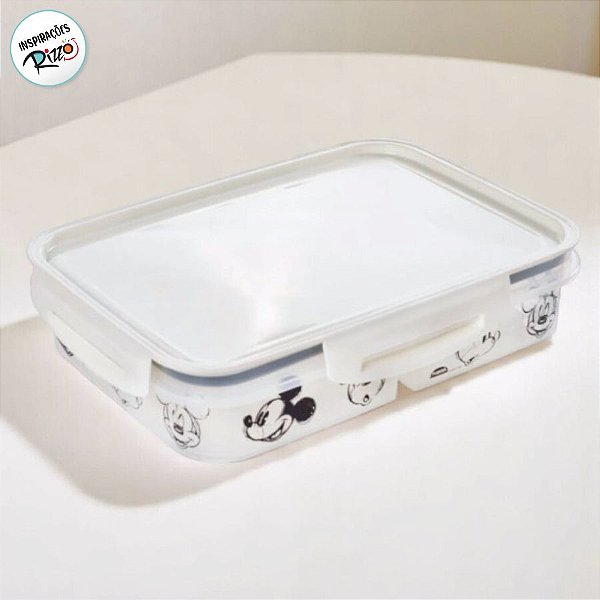 Pote de Plástico Hermético 2 Divisórias - Mickey Mouse - 1L - 25x18cm - 1 unidade - Disney Original - Rizzo