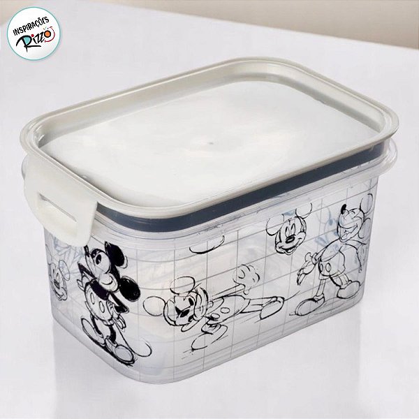 Pote de Plástico Hermético - Mickey Mouse - 1,2L - 17x12cm - 1 unidade - Disney Original - Rizzo