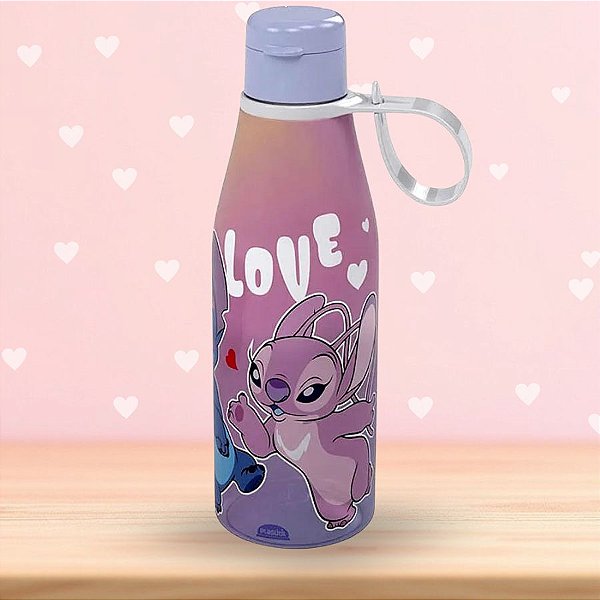 Garrafa Abre Fácil - Stitch e Angel Love - 530ml - 1 unidade - Disney Original - Plasútil