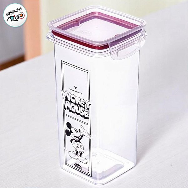 Pote de Plástico Hermético - Mickey Mouse - 1,24l - 21x11cm - 1 unidade - Disney Original - Rizzo