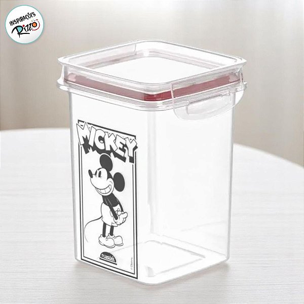Pote de Plástico Hermético - Mickey Mouse - 830ml - 14x10cm - 1 unidade - Disney Original - Rizzo
