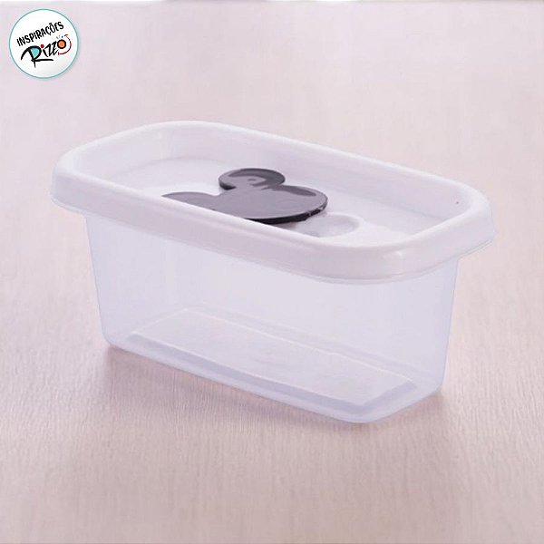 Pote com Válvula Retangular - Mickey Mouse Branco - 150ml - 12x6cm - 1 unidade - Disney Original - Rizzo