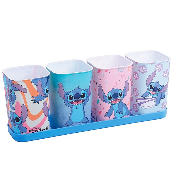 Porta Canetas com Bandeja - Stitch - 4 unidades - Disney Original - Rizzo