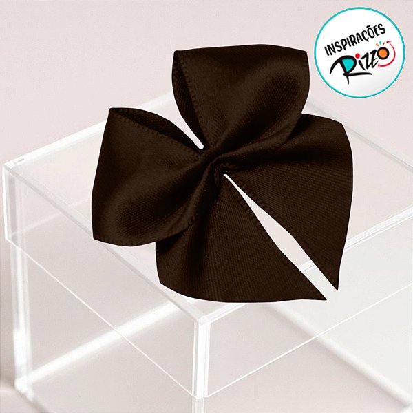 Lacinho de Fita de Cetim Marrom Café 38mm - 7,6cm - Cor 340 - 6 unidades - Progresso - Rizzo