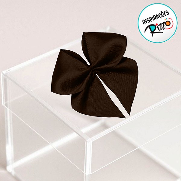 Lacinho de Fita de Cetim Marrom Café 22mm - 5cm - Cor 340 - 12 unidades - Progresso - Rizzo