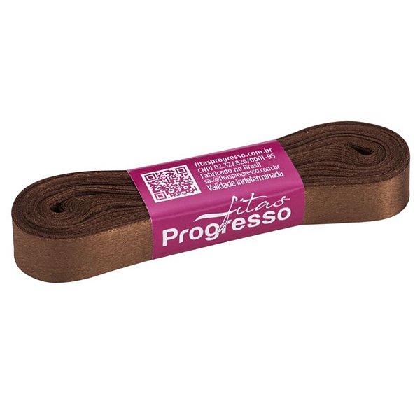 Fita de Cetim Progresso 15mm nº3 - 10m Cor 391 Marrom - 01 unidade - Progresso