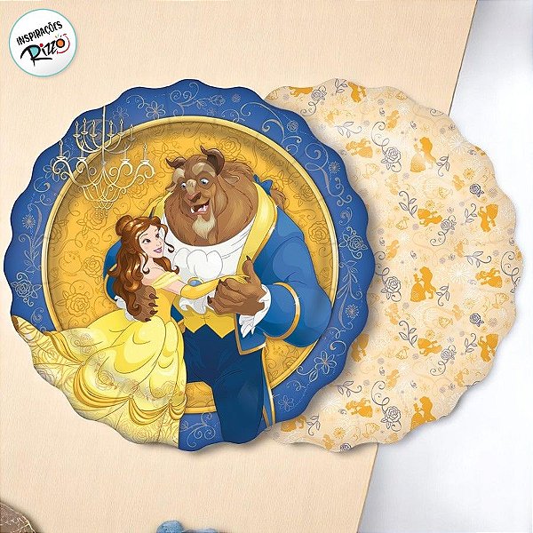 Prato de Papel Redondo - A Bela e a Fera - 18cm - 8 unidades - Disney Original - Rizzo