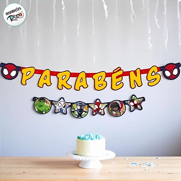 Faixa Parabéns - Spidey e Seus Amigos  - 1 unidade - Disney Original - Rizzo