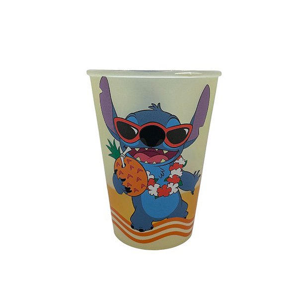 Copo Plástico Stitch Abacaxi - Amarelo - 280ml - 1 unidade - Disney Original - Rizzo