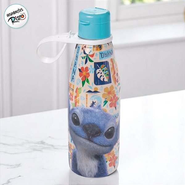 Garrafa Abre Fácil - Stitch Ohana- 530ml - 1 unidade - Disney Original - Plasútil
