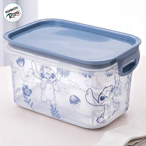 Pote de Plástico Hermético - Stitch - 1,2l - 18x12cm - 1 unidade - Disney Original - Rizzo