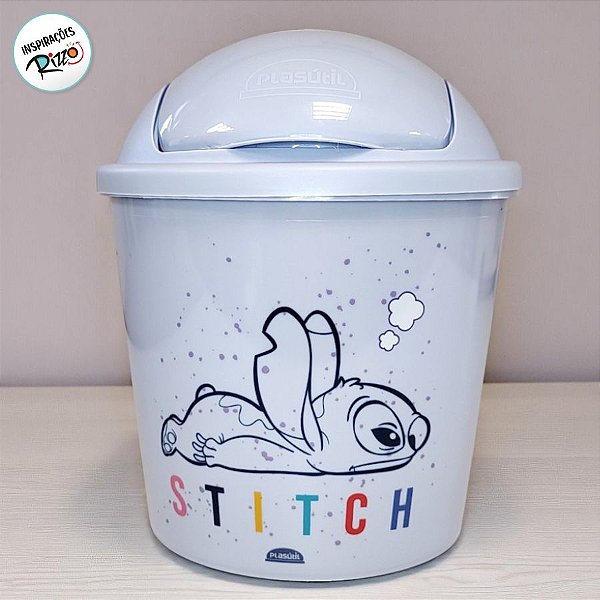 Lixeira com Tampa - Stitch - 2l - 20x17cm - 1 unidade - Disney Original - Rizzo