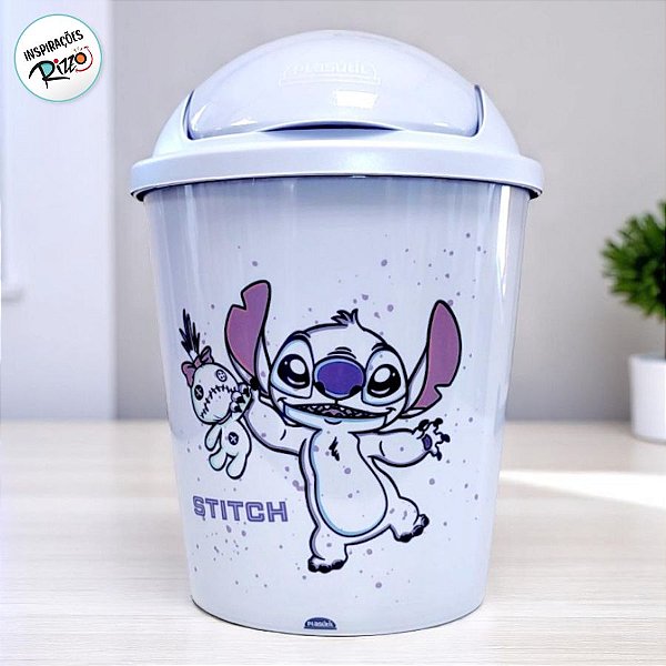 Lixeira com Tampa - Stitch - 3,9l - 27x20cm - 1 unidade - Disney Original - Rizzo