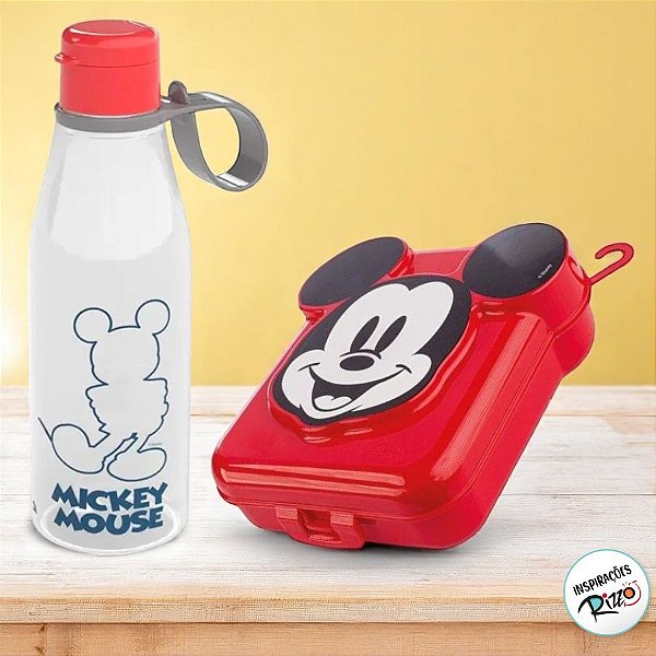 Conjunto Sanduicheira e Garrafa - Mickey Mouse - Vermelho - 1 unidade - Disney Original - Rizzo