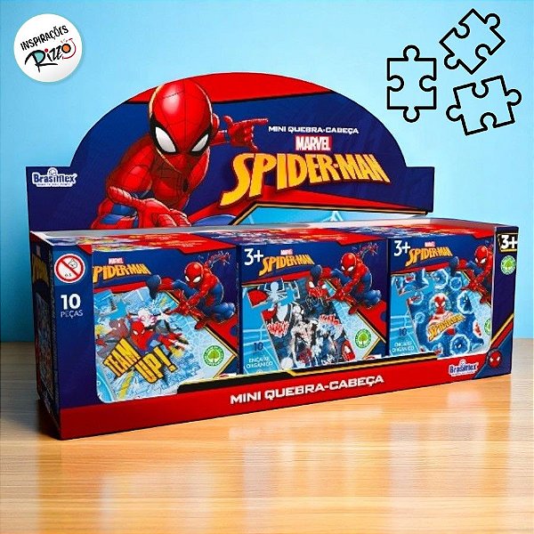 Mini Quebra-Cabeça de MDF - Homem Aranha - 6 unidades - Disney Original - Rizzo