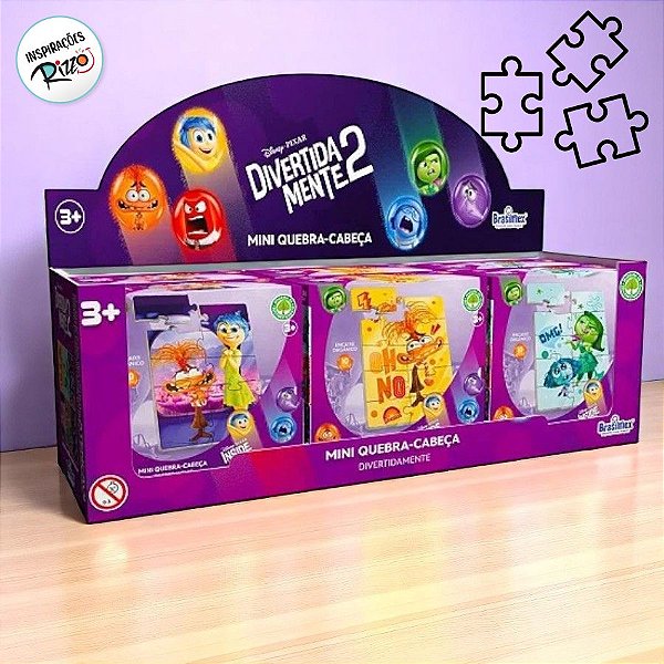 Mini Quebra-Cabeça de MDF - Divertidamente - 6 unidades - Disney Original - Rizzo