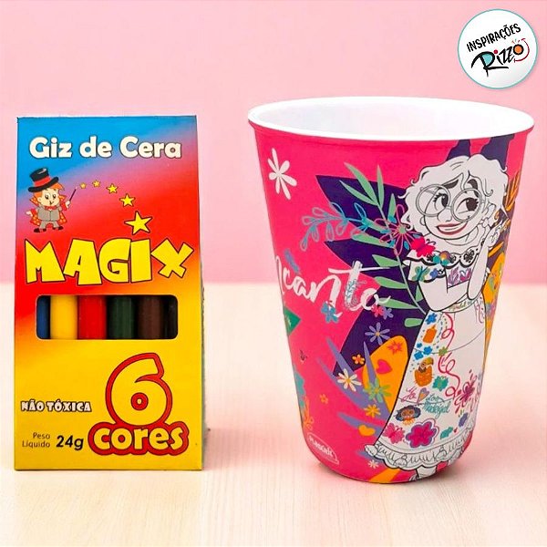 Kit Copo para Colorir e Giz de Cera - Encanto Mirabel - 1 unidade - Rizzo
