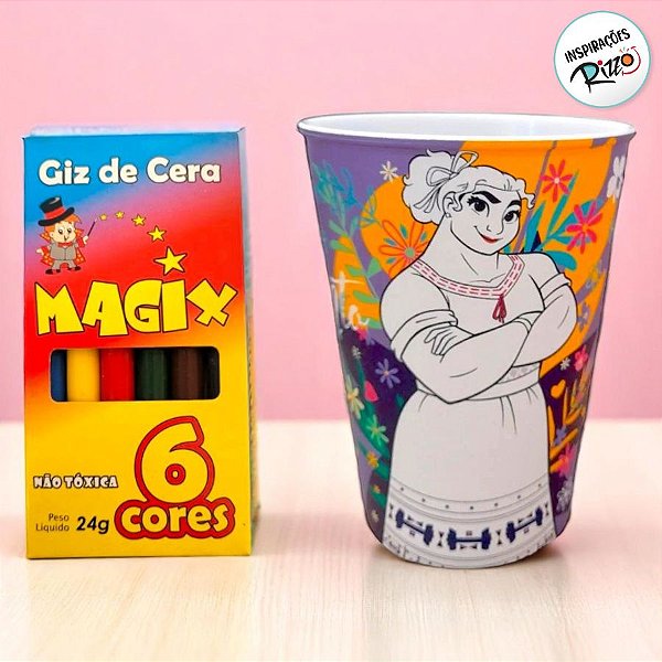Kit Copo para Colorir e Giz de Cera - Encanto Luísa - 1 unidade - Rizzo