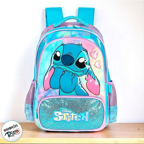 Mochila Escolar - Stitch Azul - 1 unidade - Disney Original - Rizzo