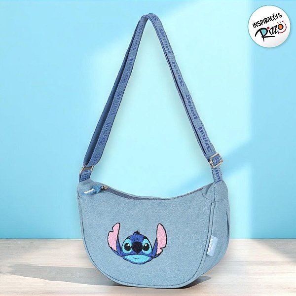 Bolsa Transversal Jeans - Stitch - 32x19cm - 1 unidade - Disney Original - Rizzo