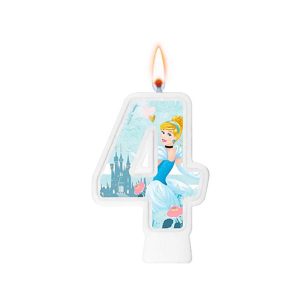 Vela - Cinderela N°4 - 9cm - 1 unidade - Disney Original - Rizzo