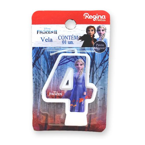 Vela Festa Frozen Número 4 - 01 unidade - Disney Original - Rizzo Festas