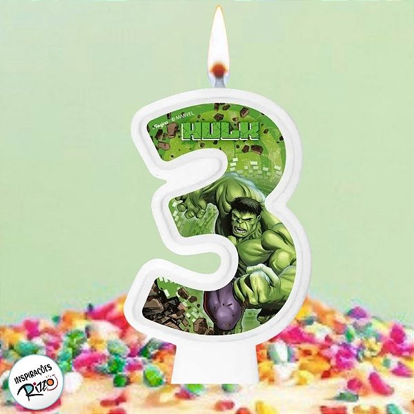 Vela - Hulk Nº3 - 8cm - 1 unidade - Disney Original - Rizzo