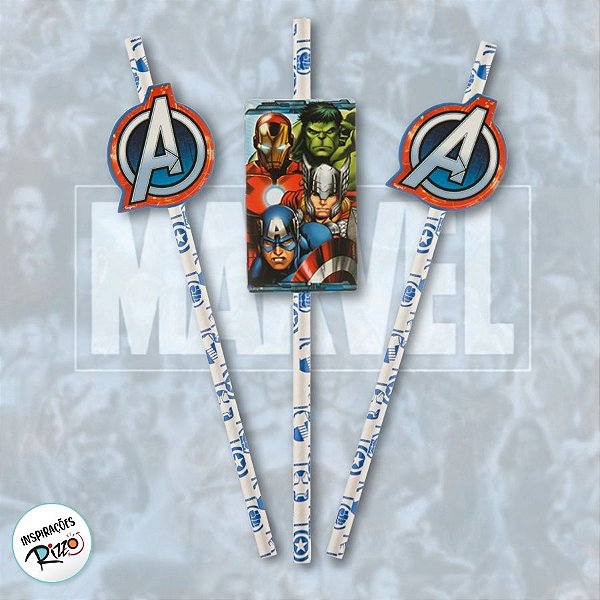Canudo de Papel - Vingadores - 8 unidades - Disney Original - Rizzo
