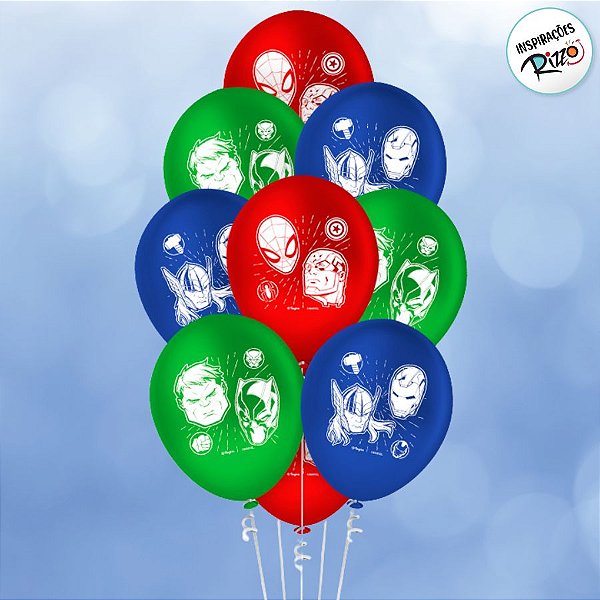 Balão de Festa Decorado 9" 23cm - Vingadores - 25 unidades - Disney Original - Rizzo