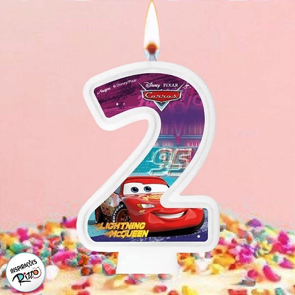 Vela - Carros Nº2 - 8cm - 1 unidade - Disney Original - Rizzo
