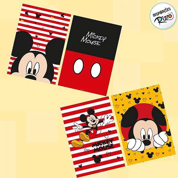 Cartaz Decorativo - Mickey Mouse - 4 unidades - Disney Original - Rizzo