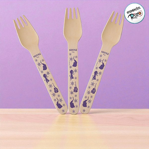 Garfo de Madeira - Frozen - 16cm - 8 unidades - Disney Original - Rizzo