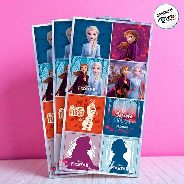 Adesivo Quadrado - Frozen - 24 unidades - Disney Original - Rizzo