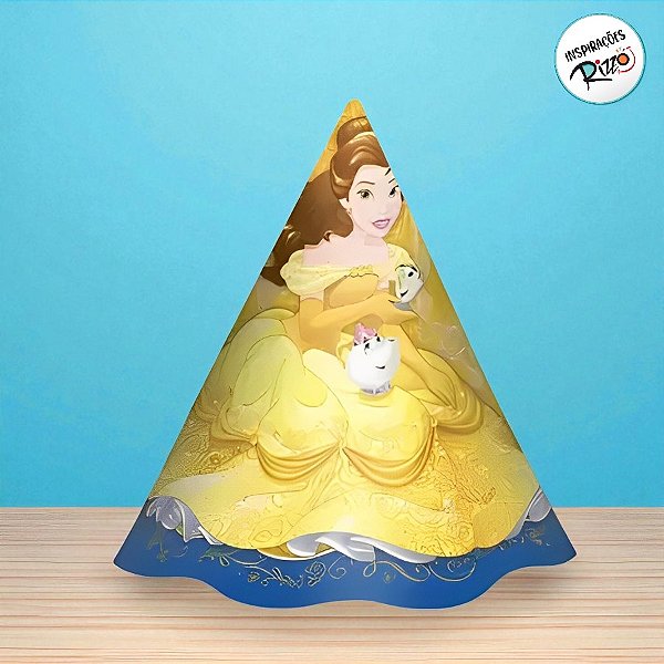 Chapéu de Aniversário - A Bela e a Fera - 8 unidades - Disney Original - Rizzo