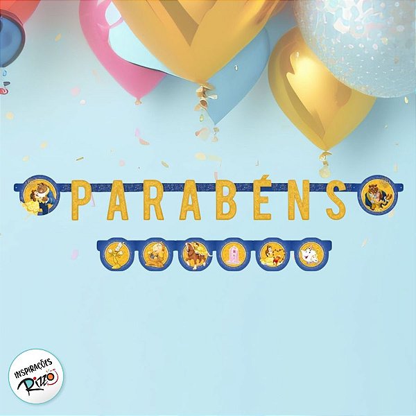 Faixa Parabéns - A Bela e a Fera - 1 unidade - Disney Original - Rizzo