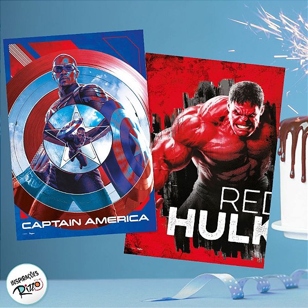 Cartaz Decorativo - Capitão América - 45x30cm - 1 unidade - Disney Original - Rizzo