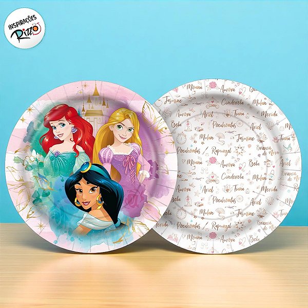 Prato de Papel Redondo - Princesas - 8 unidades - Disney Original - Rizzo