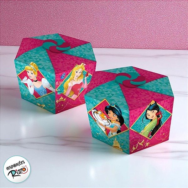 Caixa Surpresa Sextavada - Princesas - 12x8,5cm - 8 unidades - Disney Original - Rizzo