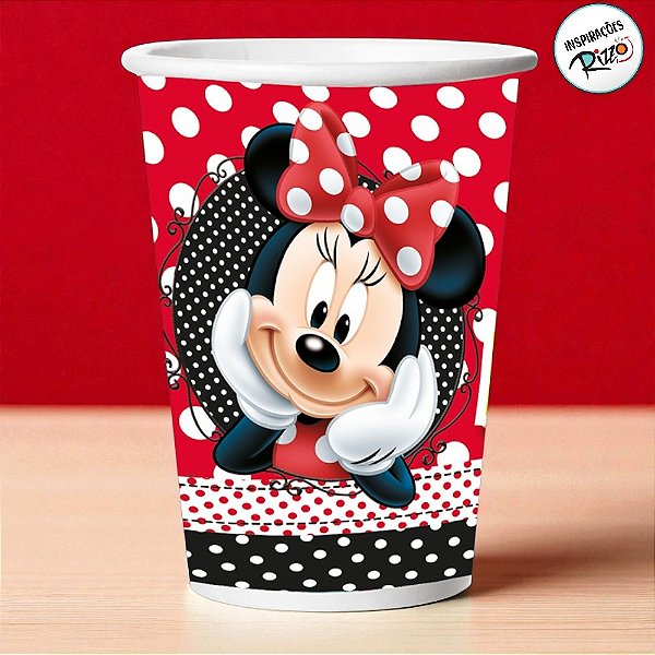 Copo de Papel - Minnie Mouse Vermelha - 330ml - 8 unidades - Disney Original - Rizzo