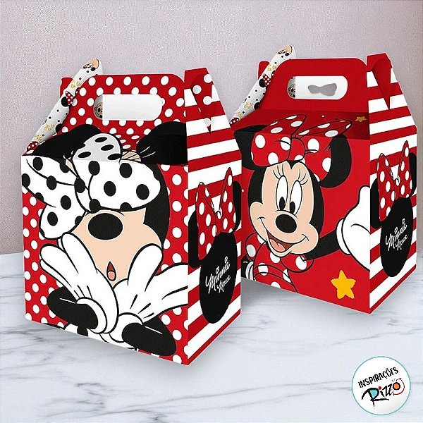Caixa Surpresa - Minnie Mouse Vermelha - 9x10cm - 4 unidades - Disney Original - Rizzo