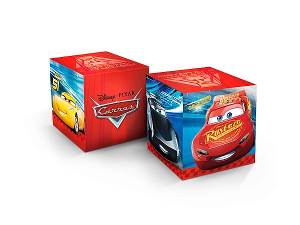 Cubo Decorativo Festa Carros - 3 Unidades - Disney Original -  Festas