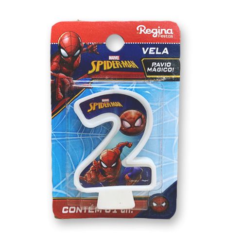 Vela Festa Spider Man Número 2 - 01 unidade - Disney Original - Rizzo Festas