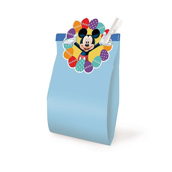 Saquinho com Fechamento Azul 14x8x4cm Páscoa Mickey Disney - 10 unidades - Cromus