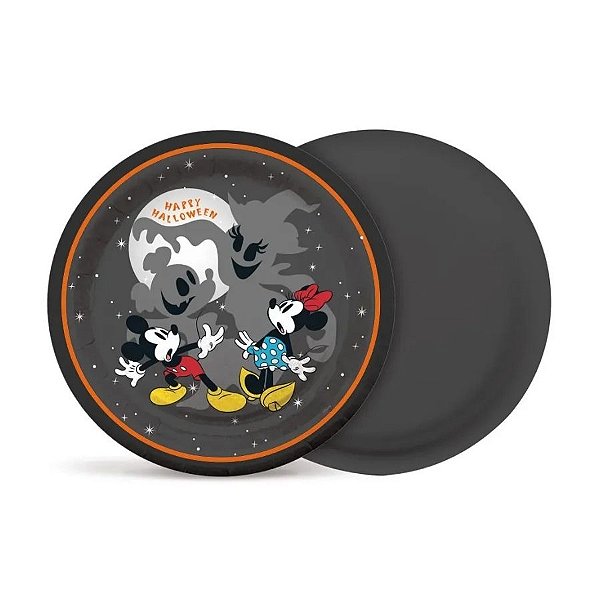 Prato de Papel Redondo - Noite De Terror Disney - 18cm -  Disney Original - 8 unidades
