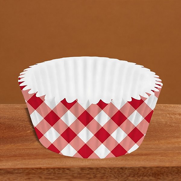 Forminha de Pape N°5 Para Docinhos Xadrez Vermelho - 100 unidades - Rizzo
