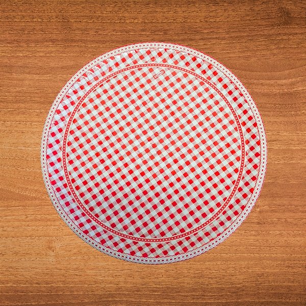 Prato De Papel Redondo Xadrez - Vermelho - 18x18cm - 8 unidades - Kaixote - Rizzo