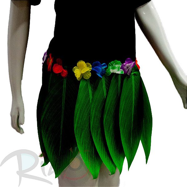Saia Havaiana com Folhas - 40cm - Verde - Mod:229 - 01 unidade - Rizzo